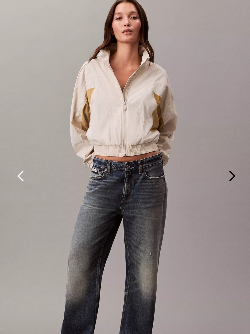 Calvin‎ Klein Colorblock Dolman Sleeve Cropped Bomber Jacket L - Picture 3 of 9
